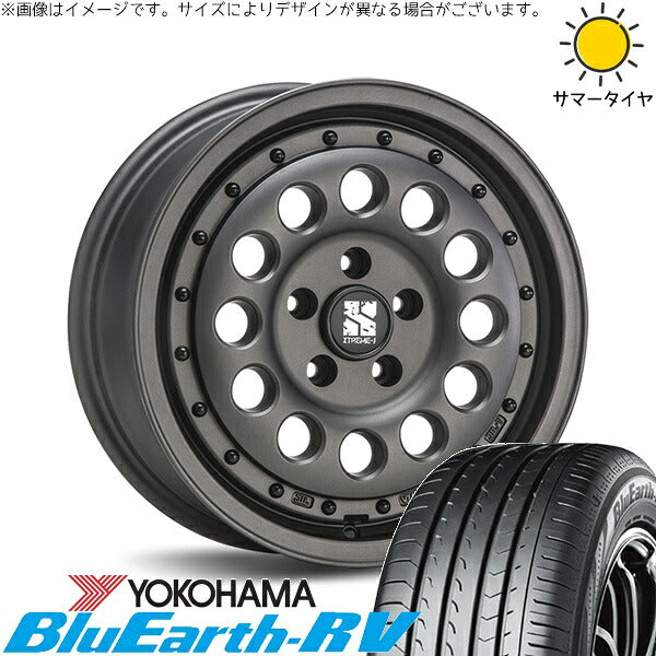 ヨコハマタイヤ ブルーアース RV03 215/65R16 ＋ エクストリームJ ラギッド ガンブラック 16インチ 6.5J +38 5H100P サマー・ホイール4本セット。1枚目。