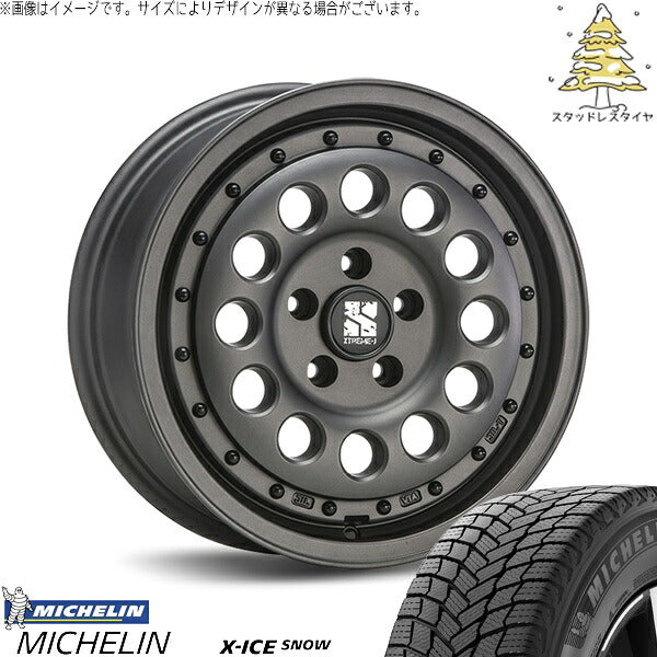 ミシュラン エックスアイス スノー 215/70R16 ＋ エクストリームJ ラギッド ガンブラック 16インチ 6.5J +38 5H100P スタッドレス・ホイール4本セット。1枚目。
