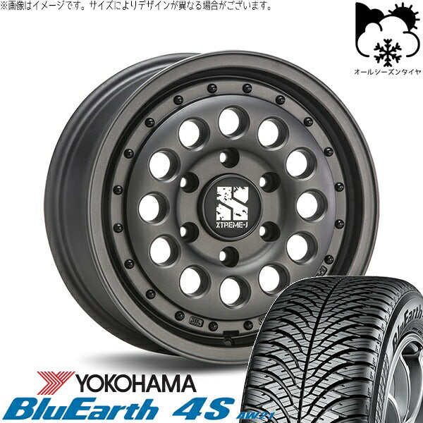 ヨコハマタイヤ ブルーアース4S AW21 215/70R16 ＋ エクストリームJ ラギッド ガンブラック 16インチ 6.5J +38 6H139.7P オールシーズン・ホイール4本セット。1枚目。