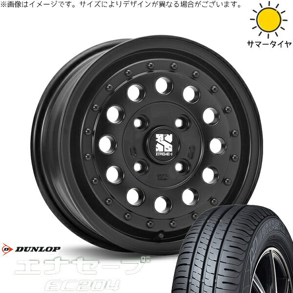 ダンロップ エナセーブ EC204 185/70R14 ＋ エクストリームJ ラギッド サテンブラック 14インチ 5J +42 4H114.3P サマー・ホイール4本セット。1枚目。