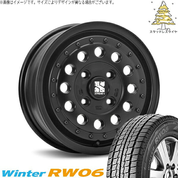 ハンコック ウィンター RW06 185R14 ＋ エクストリームJ ラギッド サテンブラック 14インチ 5J +42 4H114.3P スタッドレス・ホイール4本セット。1枚目。