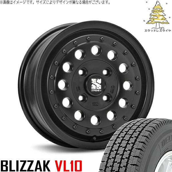 ブリヂストン ブリザック VL10 (BLIZZAK VL10) 165/80R14 ＋ エクストリームJ ラギッド サテンブラック 14インチ 5J +42 4H114.3P スタッドレス・ホイール4本セット。1枚目。