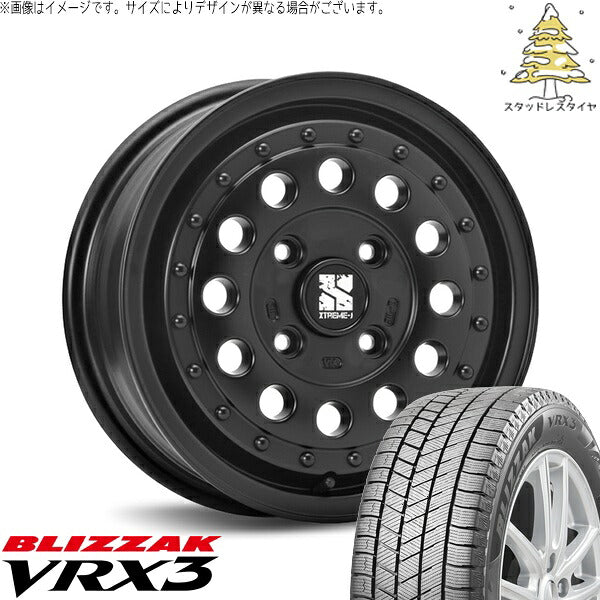 ブリヂストン ブリザック VRX3 185/70R14 ＋ エクストリームJ ラギッド サテンブラック 14インチ 5J +42 4H114.3P スタッドレス・ホイール4本セット。1枚目。