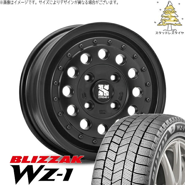 ブリヂストン ブリザック WZ-1 165/65R14 ＋ エクストリームJ ラギッド サテンブラック 14インチ 5J +35 4H100P スタッドレス・ホイール4本セット。1枚目。