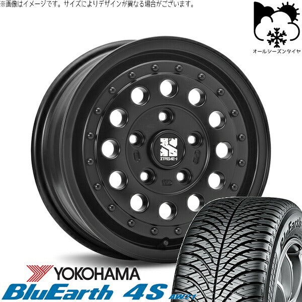 ヨコハマタイヤ ブルーアース4S AW21 215/65R16 ＋ エクストリームJ ラギッド サテンブラック 16インチ 6.5J +38 6H139.7P オールシーズン・ホイール4本セット。1枚目。