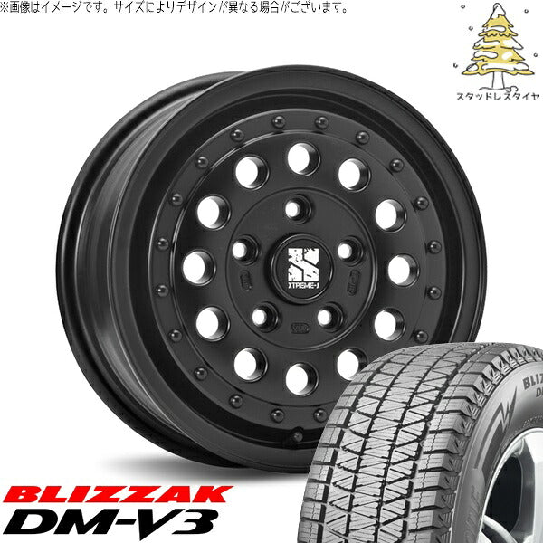 ブリヂストン ブリザック DM-V3 215/70R16 ＋ エクストリームJ ラギッド サテンブラック 16インチ 6.5J +38 6H139.7P スタッドレス・ホイール4本セット。1枚目。
