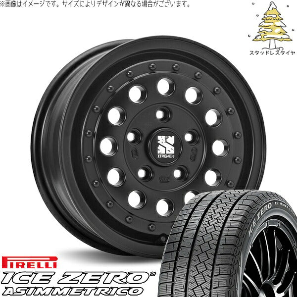 ピレリ アイスゼロアシンメトリコ 215/65R16 ＋ エクストリームJ ラギッド サテンブラック 16インチ 6.5J +38 6H139.7P スタッドレス・ホイール4本セット。1枚目。