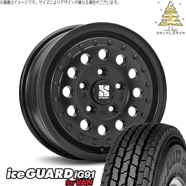 ヨコハマタイヤ アイスガード91 IG91 165/80R14 ＋ エクストリームJ ラギッド サテンブラック 14インチ 5J +48 5H114.3P スタッドレス・ホイール4本セット。1枚目。