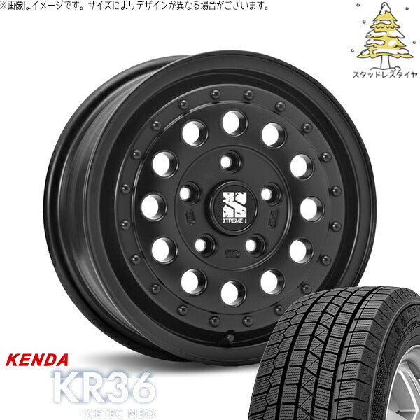 ケンダ アイステックネオ KR36 215/70R16 ＋ エクストリームJ ラギッド サテンブラック 16インチ 6.5J +38 6H139.7P スタッドレス・ホイール4本セット。1枚目。