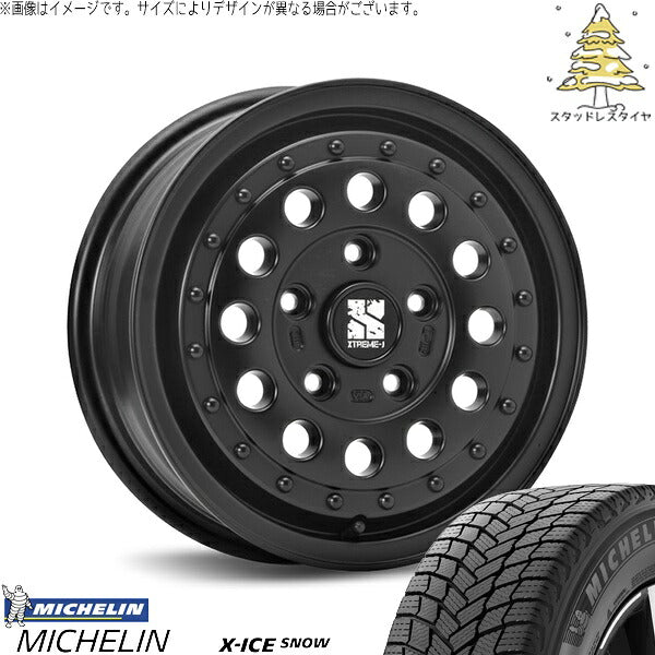 ミシュラン エックスアイス スノー 215/70R16 ＋ エクストリームJ ラギッド サテンブラック 16インチ 6.5J +38 6H139.7P スタッドレス・ホイール4本セット。1枚目。