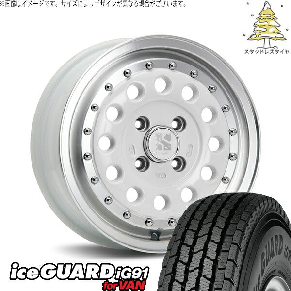 ヨコハマタイヤ アイスガード91 IG91 165/80R14 ＋ エクストリームJ ラギッド ホワイトポリッシュ 14インチ 5J +48 5H114.3P スタッドレス・ホイール4本セット。1枚目。