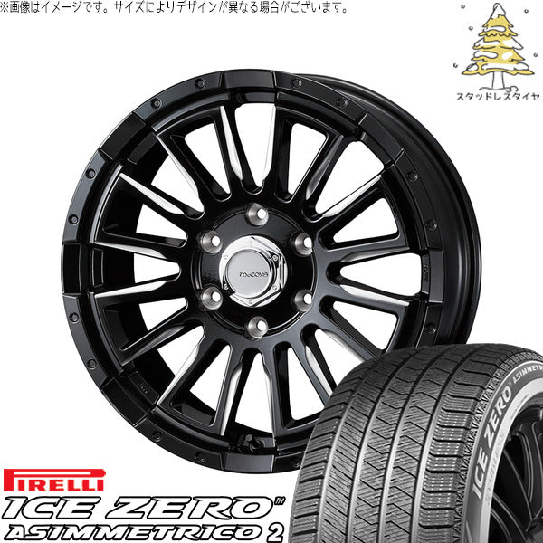 ピレリ アイスゼロアシンメトリコ2 215/65R16 ＋ マッコイズ RV-5 ブラックミーリング 16インチ 6.5J +38 6H139.7P スタッドレス・ホイール4本セット。1枚目。