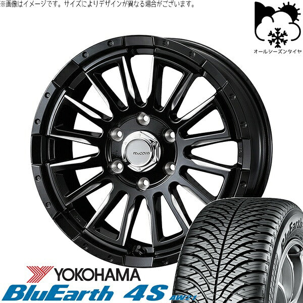 ヨコハマタイヤ ブルーアース4S AW21 215/70R16 ＋ マッコイズ RV-5 ブラックミーリング 16インチ 6.5J +38 6H139.7P オールシーズン・ホイール4本セット。1枚目。