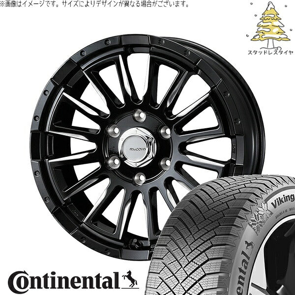 コンチネンタル バイキングコンタクト8 215/60R17 ＋ マッコイズ RV-5 ブラックミーリング 17インチ 6.5J +38 6H139.7P スタッドレス・ホイール4本セット。1枚目。
