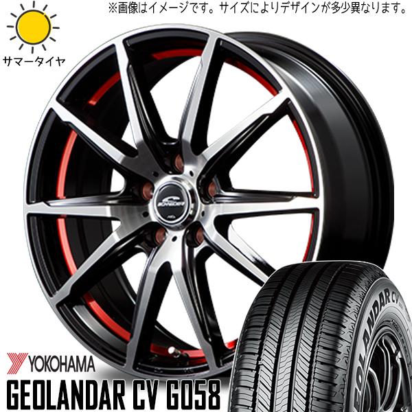ヨコハマタイヤ ジオランダー CV G058 225/55R18 ＋ MIDホイール RX02 ブラックポリッシュ/レッド 18インチ 8J +45 5H114.3P サマー・ホイール4本セット。1枚目。