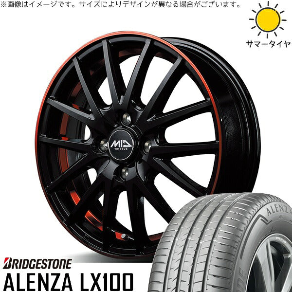 ブリヂストン アレンザ LX100 (ALENZA LX100) 215/60R17 ＋ MIDホイール RX27 ブラック/リムアンダーカットポリッシュ/レッド 17インチ 7J +38 5H114.3P サマー・ホイール4本セット。1枚目。
