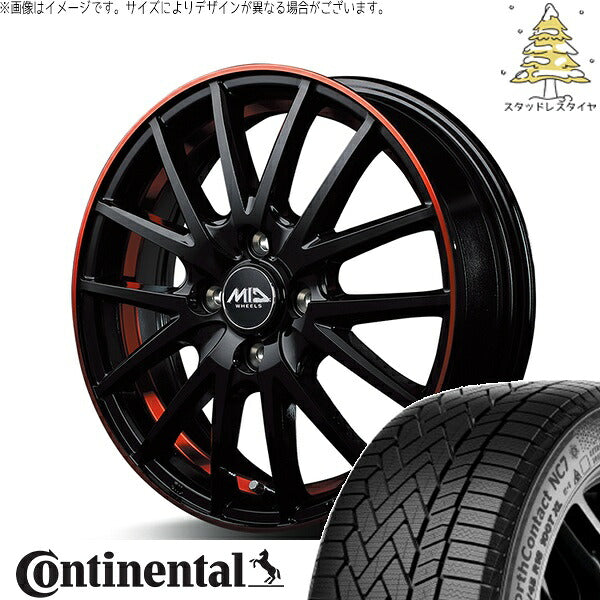 コンチネンタル ノースコンタクト セブン (NorthContact7) 215/55R17 ＋ MIDホイール RX27 ブラックリム/アンダーカットポリッシュ/レッド 17インチ 7.0J +48 5H114.3P スタッドレス・ホイール4本セット。1枚目。