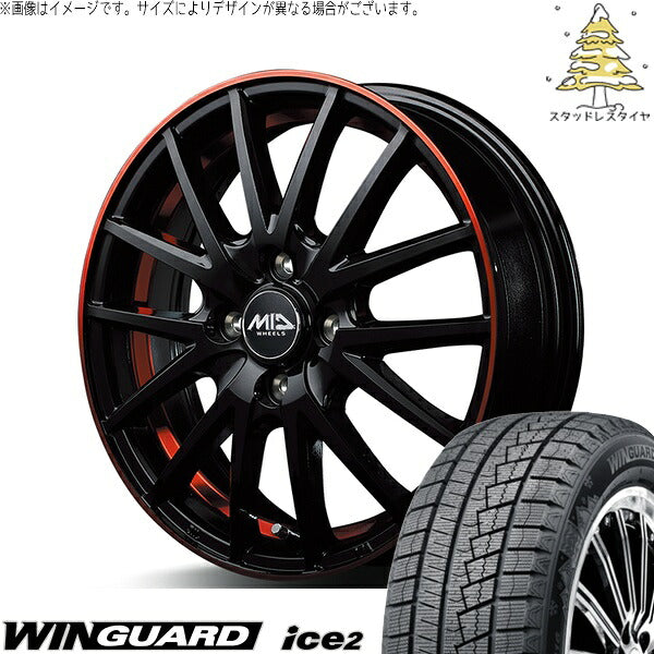 ネクセン ウィンガード アイス2 (WinGUARD ice2) 215/45R17 ＋ MIDホイール RX27 ブラックリム/アンダーカットポリッシュ/レッド 17インチ 7.0J +38 5H114.3P スタッドレス・ホイール4本セット。1枚目。