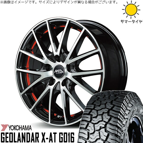 ヨコハマタイヤ ジオランダー X-AT G016 215/65R16 ＋ MIDホイール RX27 ブラックメタリックポリッシュ/アンダーカットレッド 16インチ 6.5J +48 5H114.3P サマー・ホイール4本セット。1枚目。
