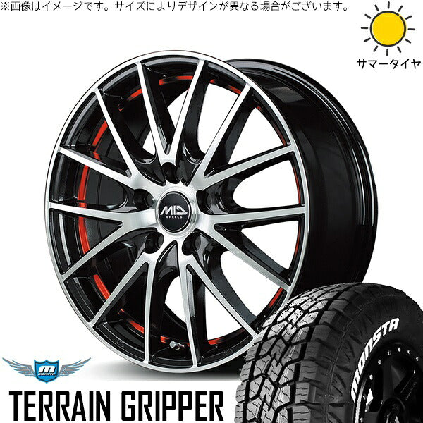 モンスタタイヤ テレーングリッパー 225/55R18 ＋ MIDホイール RX27 ブラックメタリックポリッシュ/アンダーカットレッド 18インチ 7J +50 5H114.3P サマー・ホイール4本セット。1枚目。