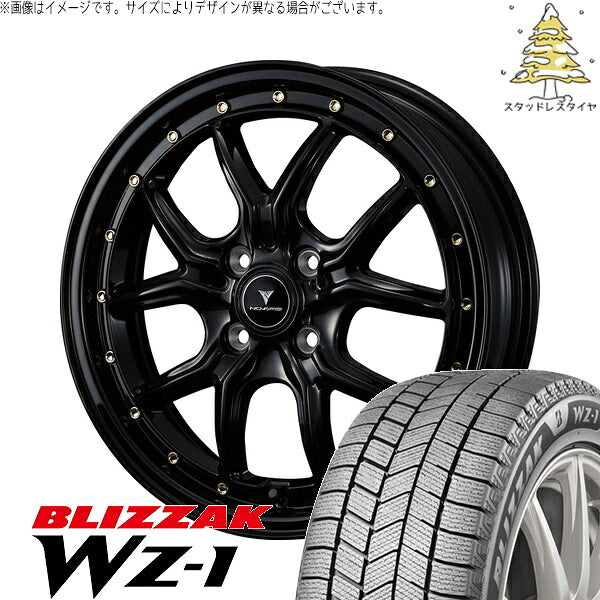 ブリヂストン ブリザック WZ-1 165/65R15 ＋ ノヴァリス アセット S1 ブラック/ゴールドピアス 15インチ 4.5J +45 4H100P スタッドレス・ホイール4本セット。1枚目。