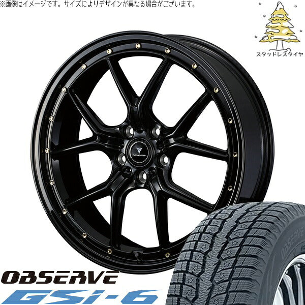トーヨータイヤ オブザーブ Gsi-6 235/55R19 ＋ ノヴァリス アセット S1 ブラック/ゴールドピアス 19インチ 8J +45 5H114.3P スタッドレス・ホイール4本セット。1枚目。