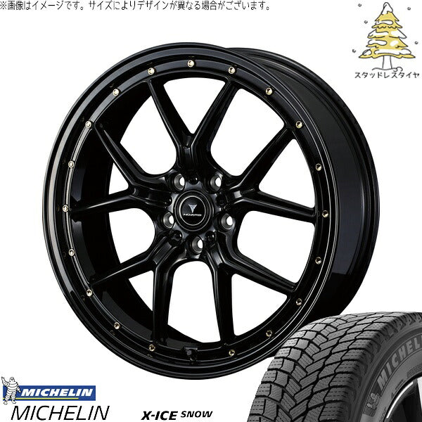 ミシュラン エックスアイス スノー 235/60R18 ＋ ノヴァリス アセット S1 ブラック/ゴールドピアス 18インチ 8J +42 5H114.3P スタッドレス・ホイール4本セット。1枚目。