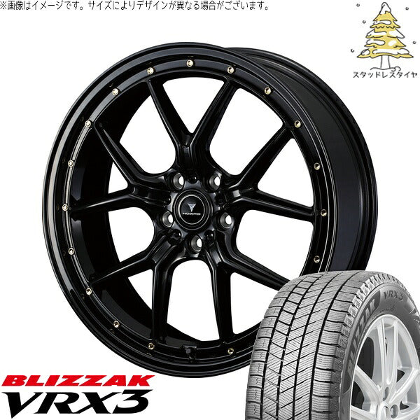 ブリヂストン ブリザック VRX3 235/55R18 ＋ ノヴァリス アセット S1 ブラック/ゴールドピアス 18インチ 8J +42 5H114.3P スタッドレス・ホイール4本セット。1枚目。