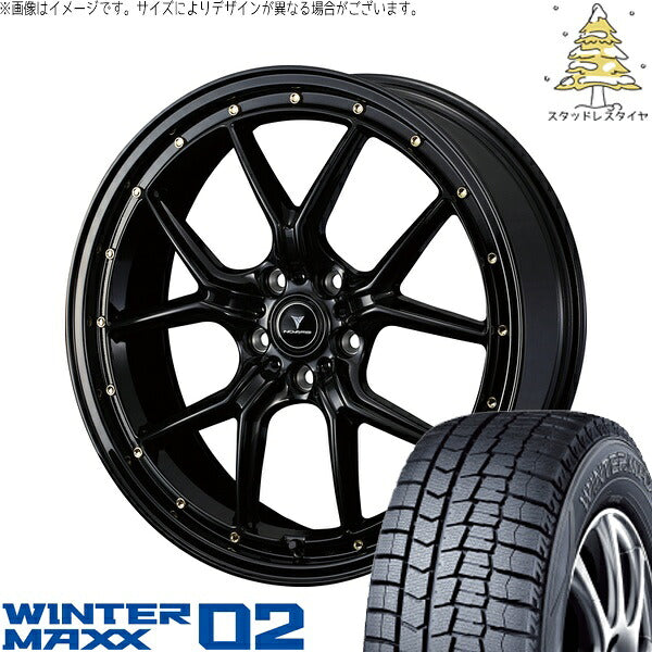 ダンロップ ウィンターマックス02 225/40R18 ＋ ノヴァリス アセット S1 ブラック/ゴールドピアス 18インチ 7.5J +53 5H114.3P スタッドレス・ホイール4本セット。1枚目。