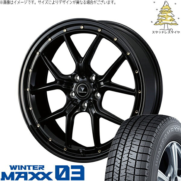 ダンロップ ウィンターマックス03 215/40R18 ＋ ノヴァリス アセット S1 ブラック/ゴールドピアス 18インチ 7.5J +53 5H114.3P スタッドレス・ホイール4本セット。1枚目。