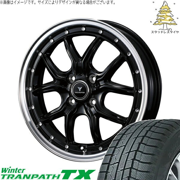 トーヨータイヤ ウィンタートランパス TX 165/65R15 ＋ ノヴァリス アセット S1 ブラック/リムポリッシュ 15インチ 4.5J +45 4H100P スタッドレス・ホイール4本セット。1枚目。