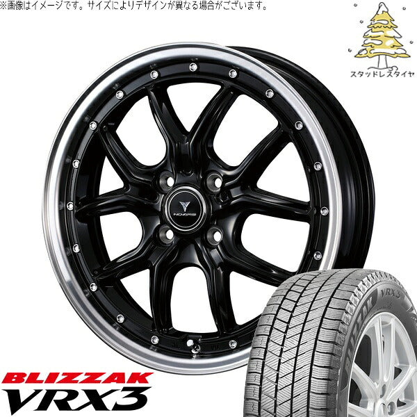 ブリヂストン ブリザック VRX3 165/55R15 ＋ ノヴァリス アセット S1 ブラック/リムポリッシュ 15インチ 4.5J +45 4H100P スタッドレス・ホイール4本セット。1枚目。
