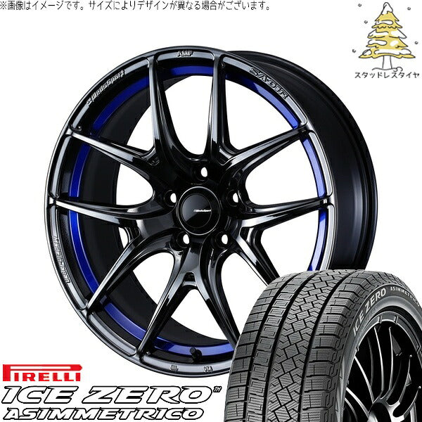 ピレリ アイスゼロアシンメトリコ 225/55R18 ＋ ウェッズスポーツ SA01R ブルーライトクローム2 18インチ 7.5J +35 5H114.3P スタッドレス・ホイール4本セット。1枚目。