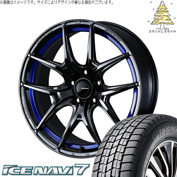 グッドイヤー アイスナビ7 215/40R18 ＋ ウェッズスポーツ SA01R ブルーライトクローム2 18インチ 7.5J +45 5H114.3P スタッドレス・ホイール4本セット。1枚目。