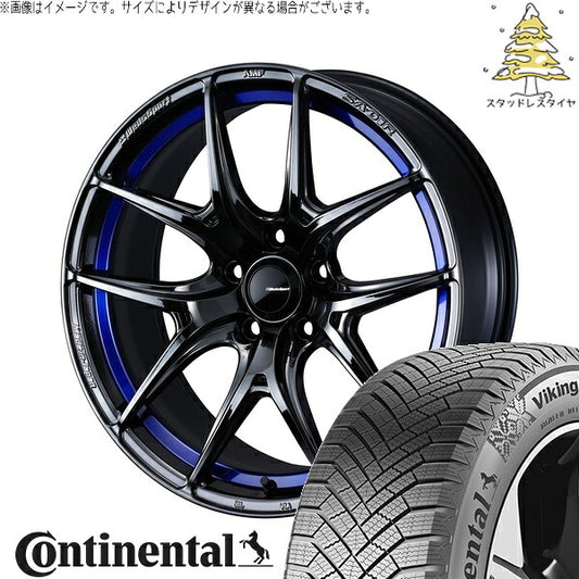 コンチネンタル バイキングコンタクト8 225/50R18 ＋ ウェッズスポーツ SA01R ブルーライトクローム2 18インチ 7.5J +45 5H100P スタッドレス・ホイール4本セット。1枚目。
