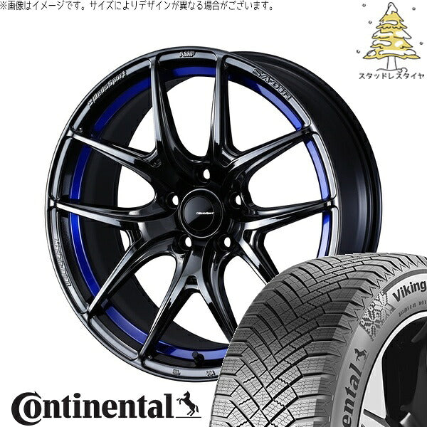 コンチネンタル バイキングコンタクト8 225/50R18 ＋ ウェッズスポーツ SA01R ブルーライトクローム2 18インチ 7.5J +35 5H114.3P スタッドレス・ホイール4本セット。1枚目。