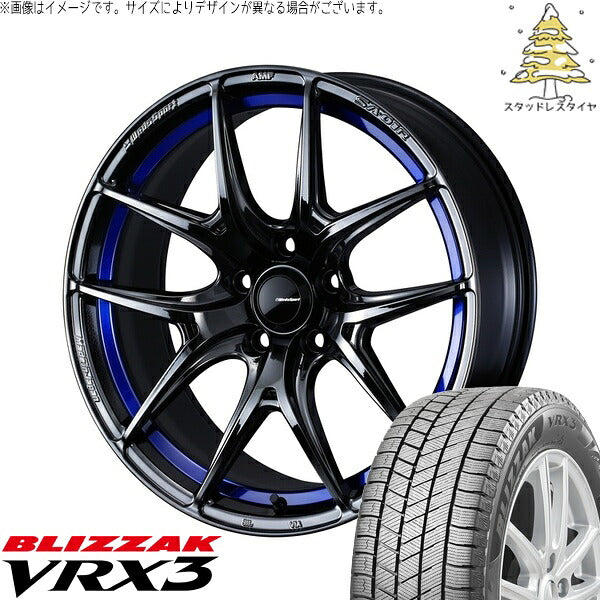 ブリヂストン ブリザック VRX3 235/55R18 ＋ ウェッズスポーツ SA01R ブルーライトクローム2 18インチ 7.5J +35 5H114.3P スタッドレス・ホイール4本セット。1枚目。