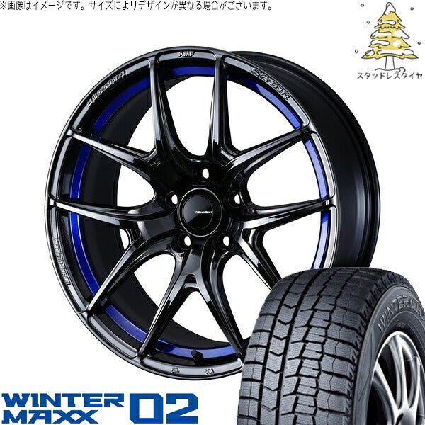 ダンロップ ウィンターマックス02 245/40R18 ＋ ウェッズスポーツ SA01R ブルーライトクローム2 18インチ 9.5J +38 5H114.3P スタッドレス・ホイール4本セット。1枚目。