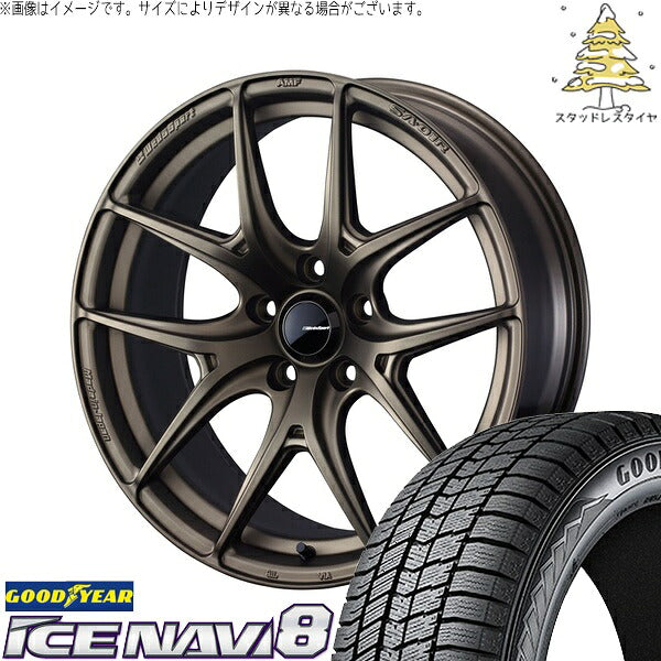 グッドイヤー アイスナビ8 215/60R17 ＋ ウェッズスポーツ SA01R EJブロンズ 17インチ 7J +53 5H114.3P スタッドレス・ホイール4本セット。1枚目。