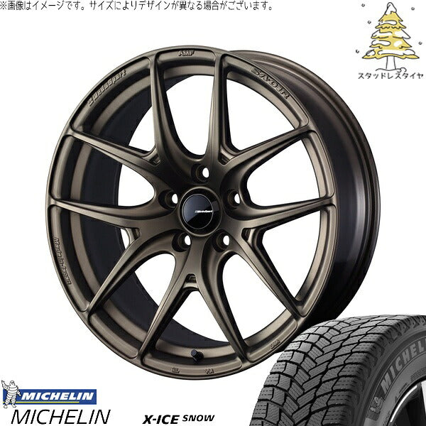 ミシュラン エックスアイス スノー 225/45R18 ＋ ウェッズスポーツ SA01R EJブロンズ 18インチ 8.5J +45 5H114.3P スタッドレス・ホイール4本セット。1枚目。