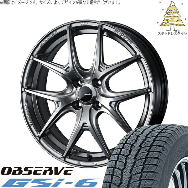 トーヨータイヤ オブザーブ Gsi-6 215/70R16 ＋ ウェッズスポーツ SA01R プラチナシルバーブラック 16インチ 6.5J +42 4H100P スタッドレス・ホイール4本セット。1枚目。