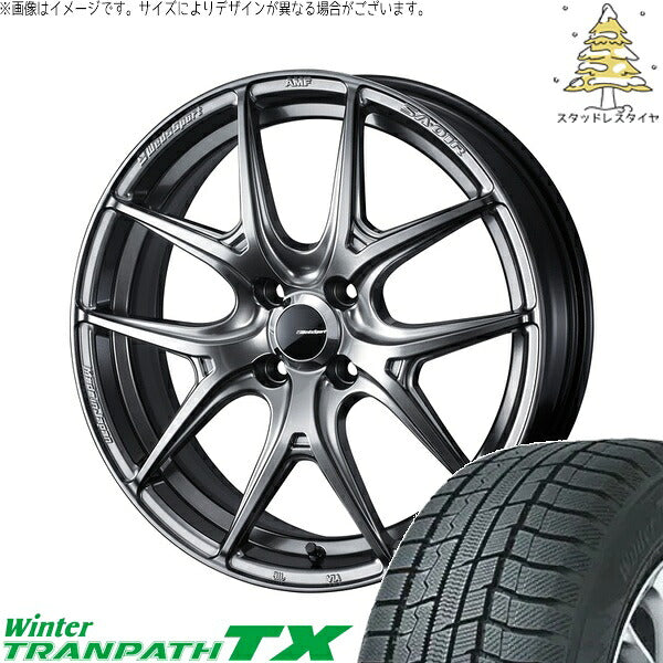 トーヨータイヤ ウィンタートランパス TX 165/55R15 ＋ ウェッズスポーツ SA01R プラチナシルバーブラック 15インチ 6J +48 4H100P スタッドレス・ホイール4本セット。1枚目。