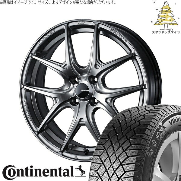 コンチネンタル バイキングコンタクト7 175/65R15 ＋ ウェッズスポーツ SA01R プラチナシルバーブラック 15インチ 6J +48 4H100P スタッドレス・ホイール4本セット。1枚目。