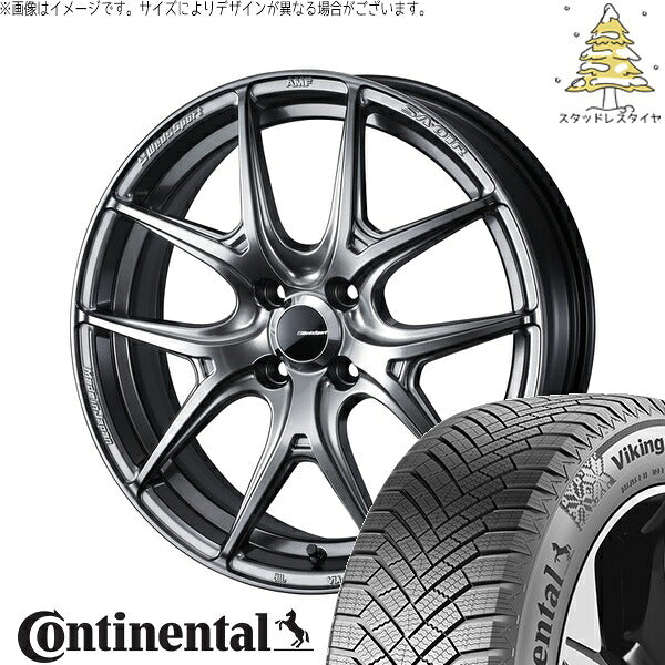 コンチネンタル バイキングコンタクト8 215/65R16 ＋ ウェッズスポーツ SA01R プラチナシルバーブラック 16インチ 6.5J +42 4H100P スタッドレス・ホイール4本セット。1枚目。