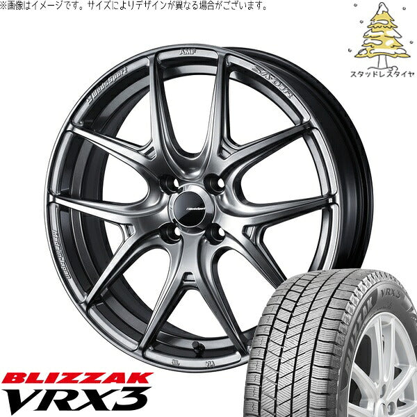 ブリヂストン ブリザック VRX3 185/65R15 ＋ ウェッズスポーツ SA01R プラチナシルバーブラック 15インチ 6J +48 4H100P スタッドレス・ホイール4本セット。1枚目。