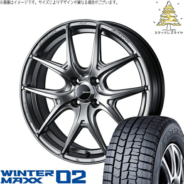 ダンロップ ウィンターマックス02 195/65R16 ＋ ウェッズスポーツ SA01R プラチナシルバーブラック 16インチ 6.5J +42 4H100P スタッドレス・ホイール4本セット。1枚目。