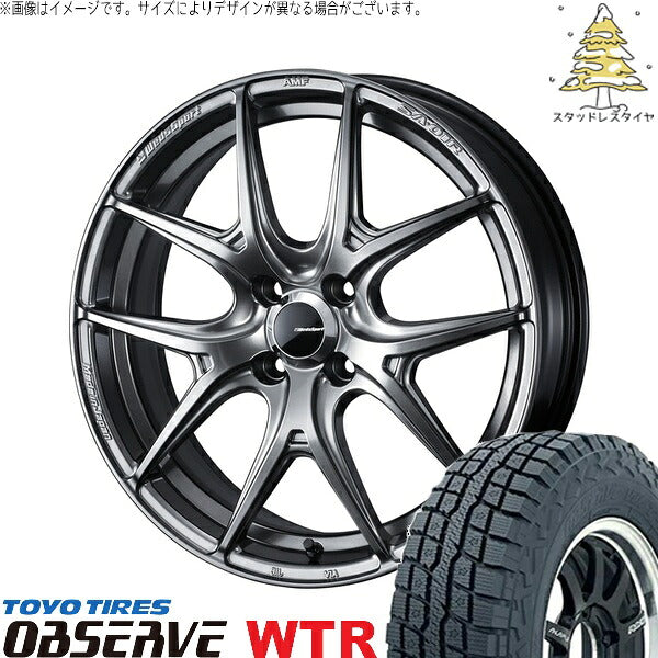トーヨータイヤ オブザーブ W/T-R 215/65R16 ＋ ウェッズスポーツ SA01R プラチナシルバーブラック 16インチ 6.5J +42 4H100P スタッドレス・ホイール4本セット。1枚目。