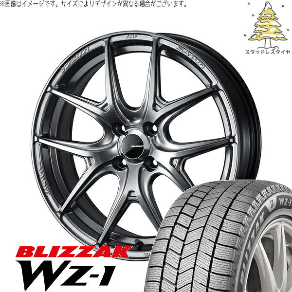 ブリヂストン ブリザック WZ-1 195/65R15 ＋ ウェッズスポーツ SA01R プラチナシルバーブラック 15インチ 6J +48 4H100P スタッドレス・ホイール4本セット。1枚目。