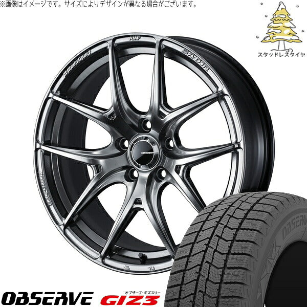 トーヨータイヤ オブザーブ GIZ3 225/60R17 ＋ ウェッズスポーツ SA01R プラチナシルバーブラック 17インチ 7J +53 5H114.3P スタッドレス・ホイール4本セット。1枚目。