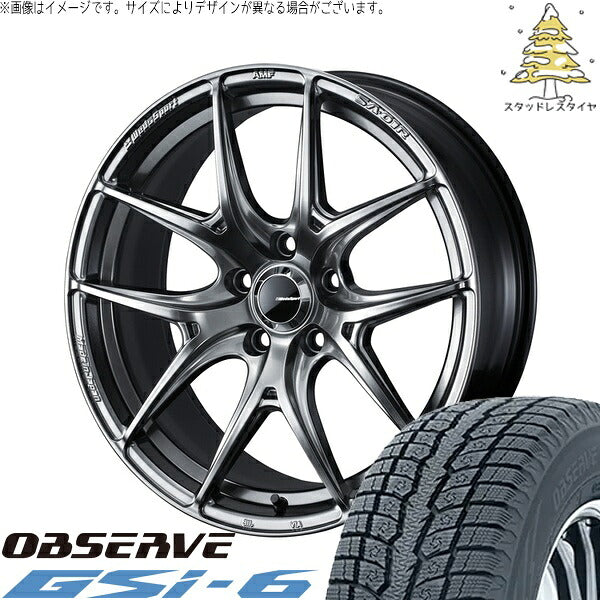 トーヨータイヤ オブザーブ Gsi-6 235/60R18 ＋ ウェッズスポーツ SA01R プラチナシルバーブラック 18インチ 7.5J +35 5H114.3P スタッドレス・ホイール4本セット。1枚目。